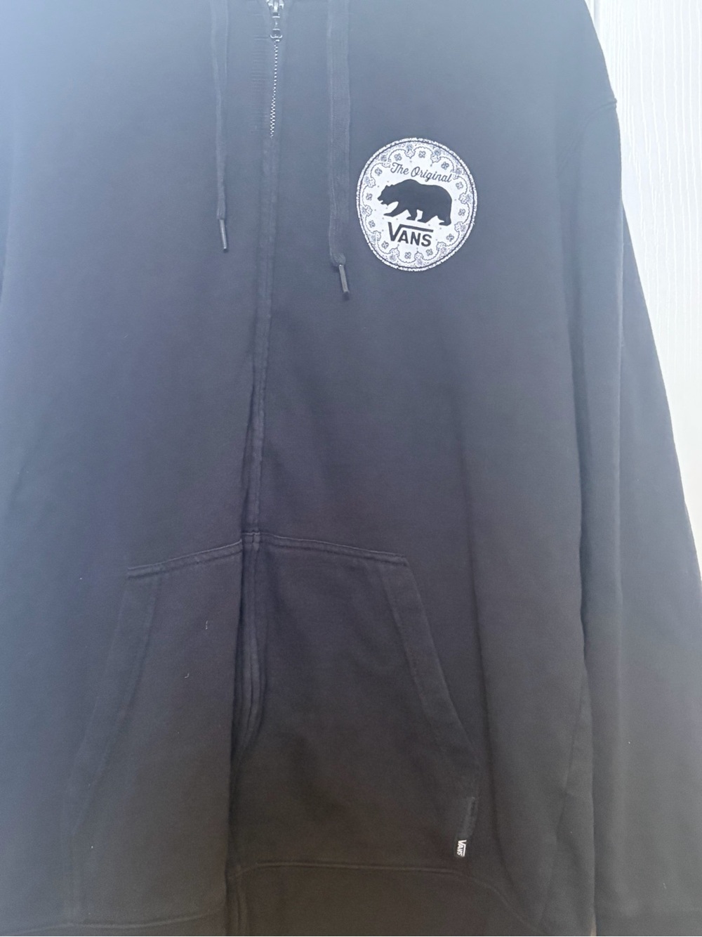 Vans Black Zip-Up Hooded Jacket with Logo Patch - Picture 2 of 6